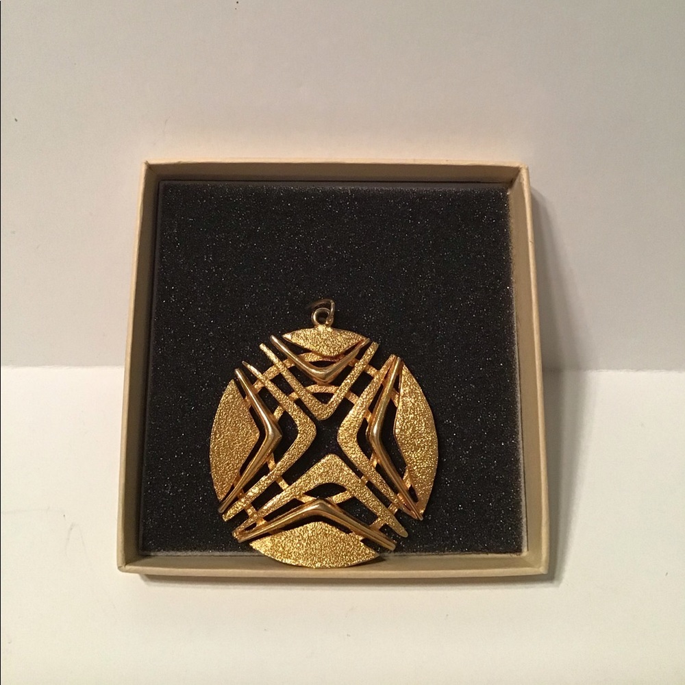 Vintage Roget Modernist Gold Tone Pendant